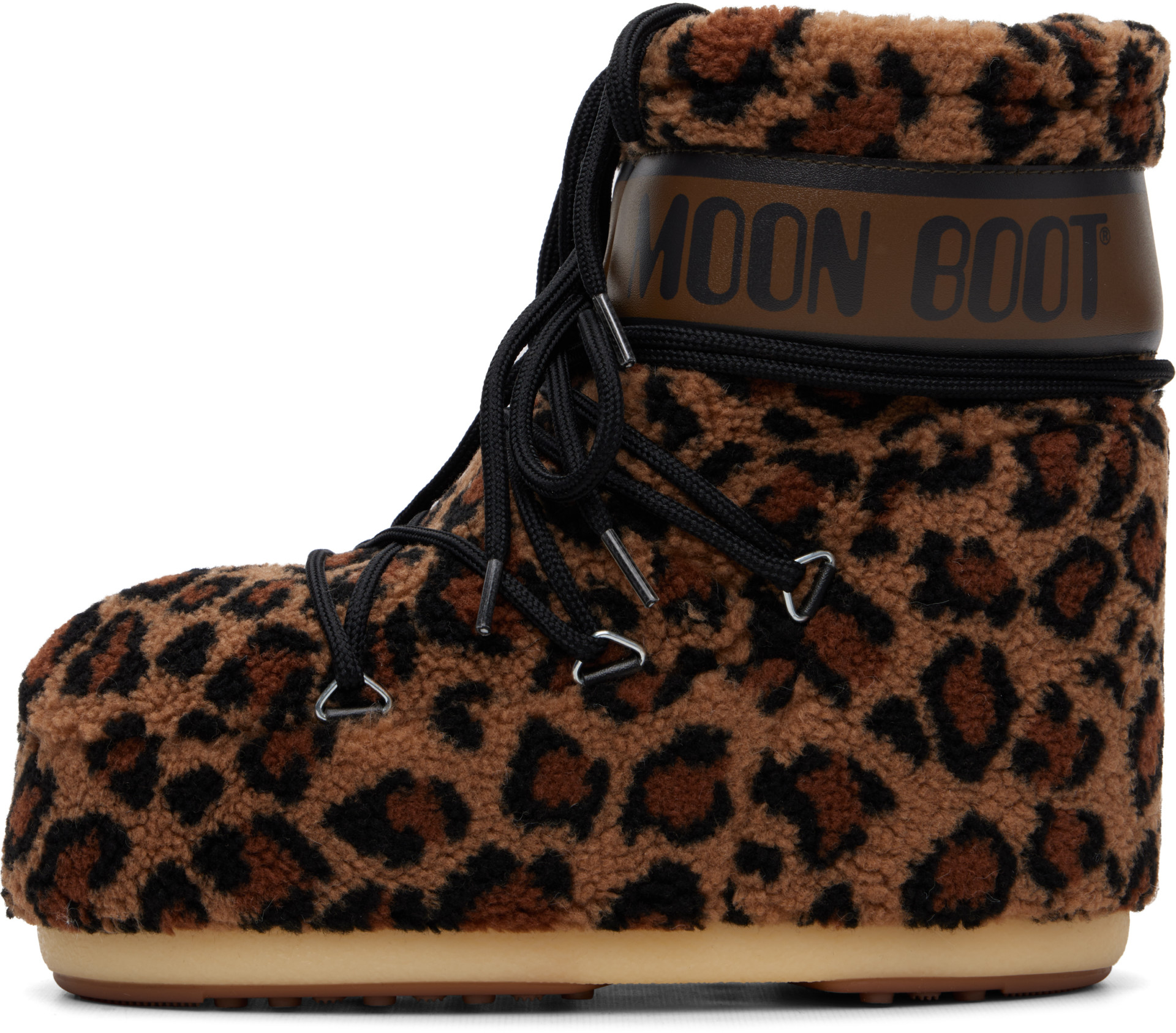 Moon Boot - Bottines Icon brunes en molleton à motif léopard