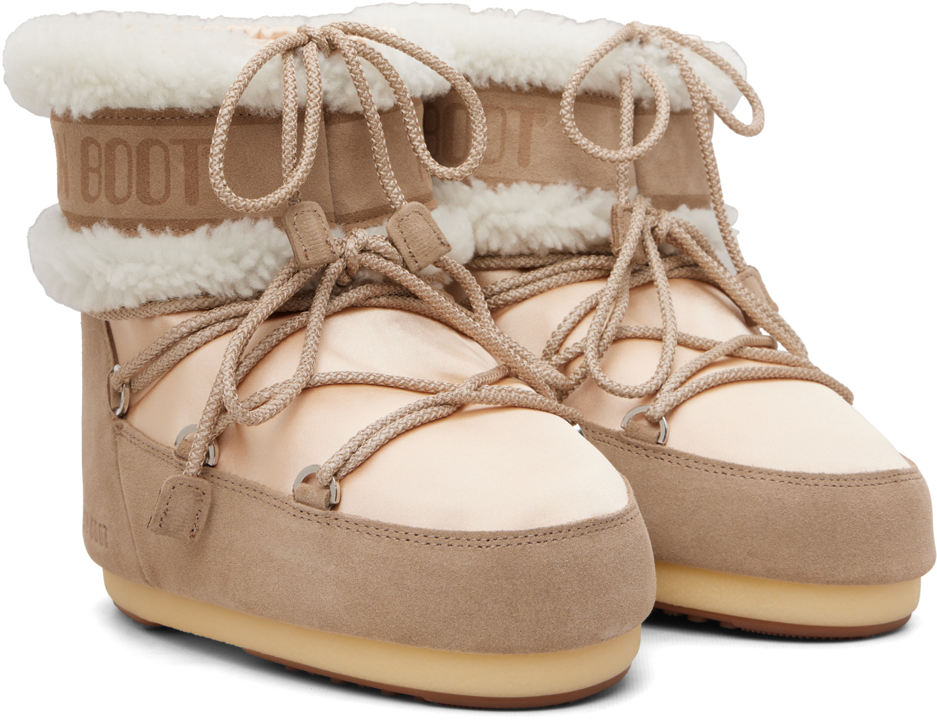 Moon Boot - Bottines Icon Plus beiges en satin