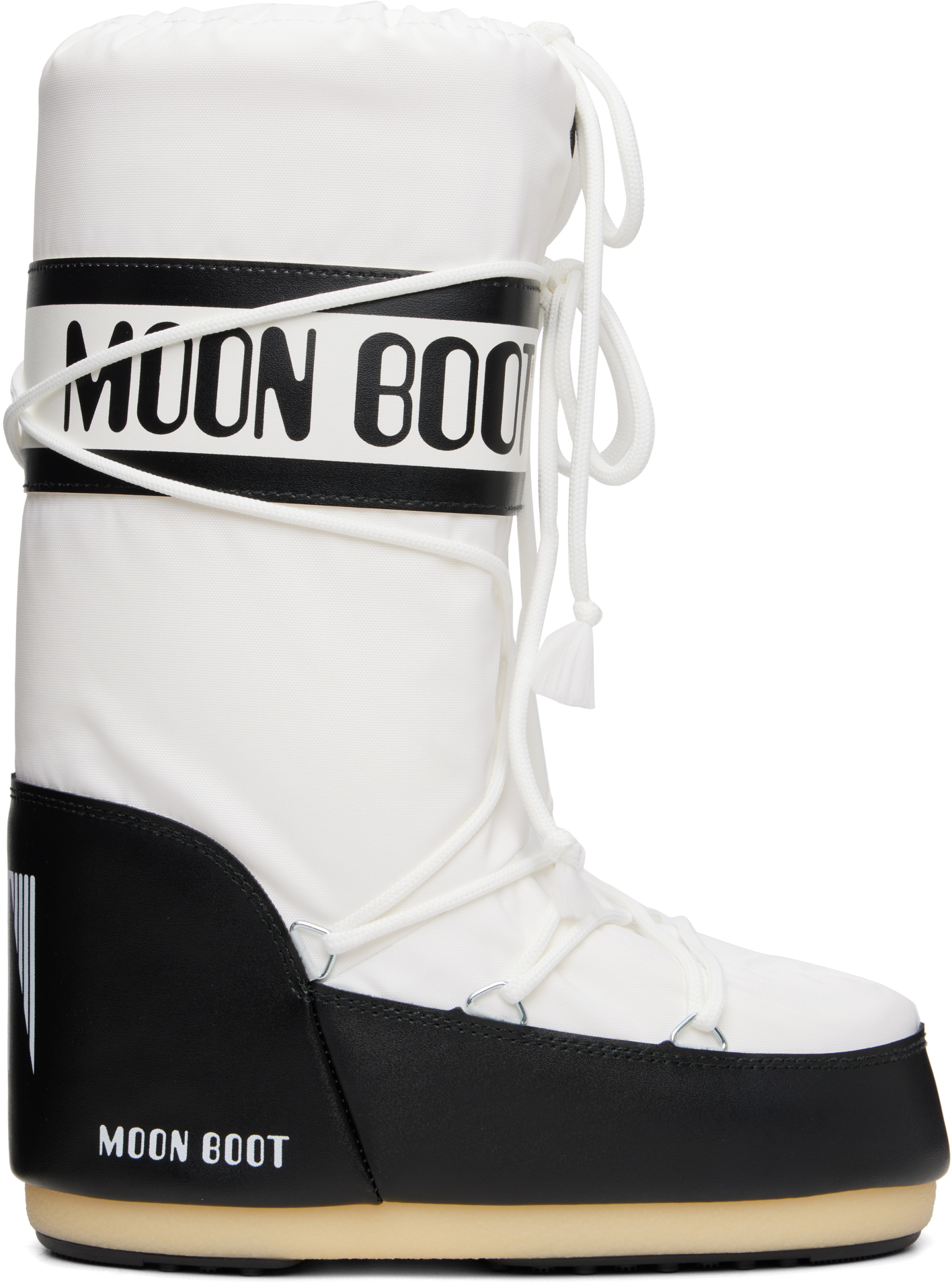 Moon Boot - ホワイト＆ブラック Icon ナイロン ロングブーツ