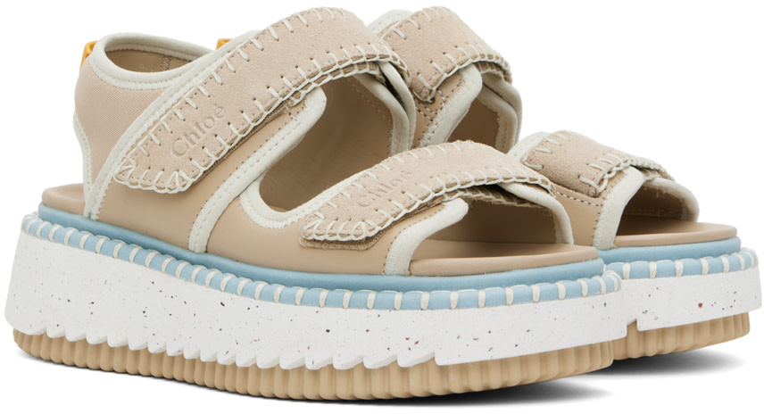 chloe beige and blue lilli sandals