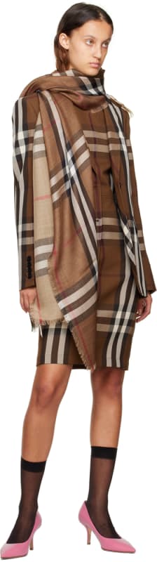 Burberry Reversible Check and Monogram Cashmere Scarf - Neutrals