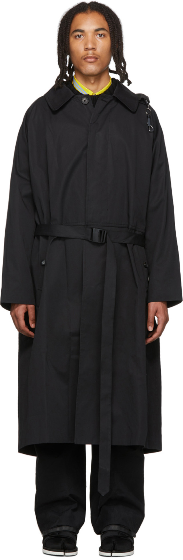 Sankuanz: Black Trench Coat | SSENSE Canada