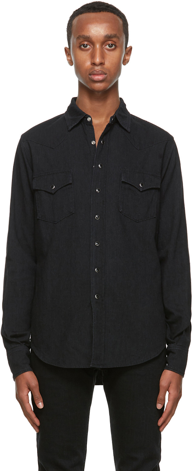 Saint Laurent: Black Denim Classic Western Shirt | SSENSE