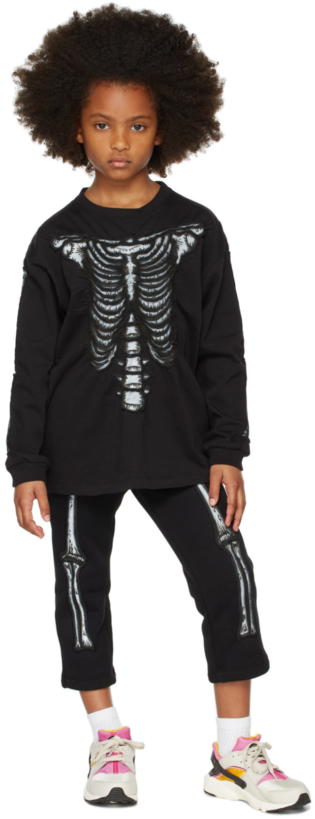 doublet: SSENSE Exclusive Kids Black Skull Shirring Long Sleeve T