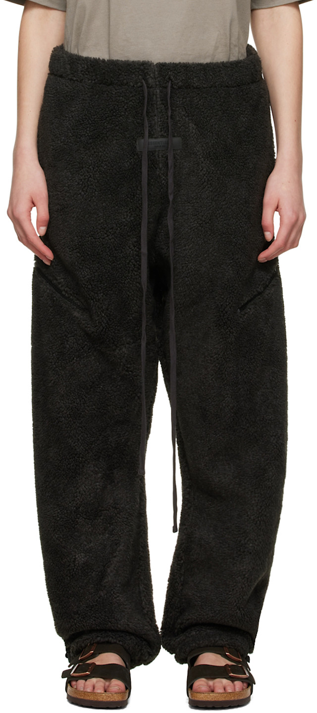 Fear of God ESSENTIALS: Black Polyester Lounge Pants | SSENSE Canada