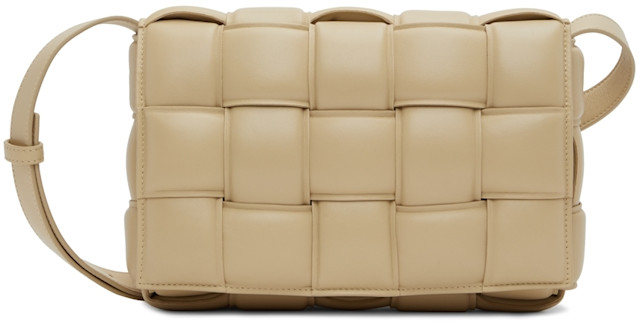 Bottega Veneta: Beige Padded Cassette Shoulder Bag | SSENSE