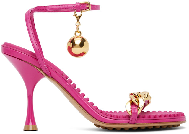 Bottega Veneta: Pink Dot Heeled Sandals | SSENSE