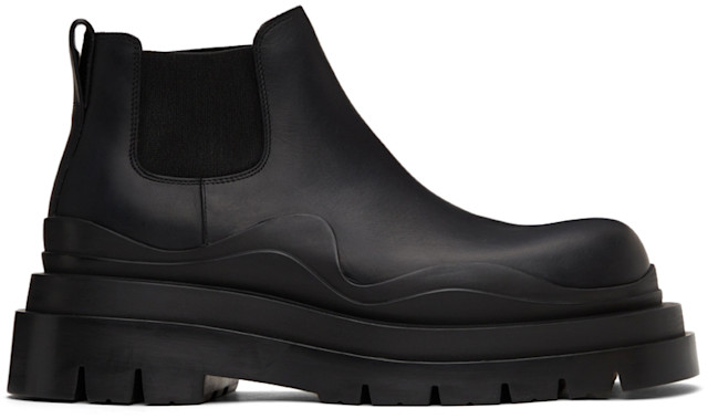 Bottega Veneta: Black Tire Chelsea Boots | SSENSE