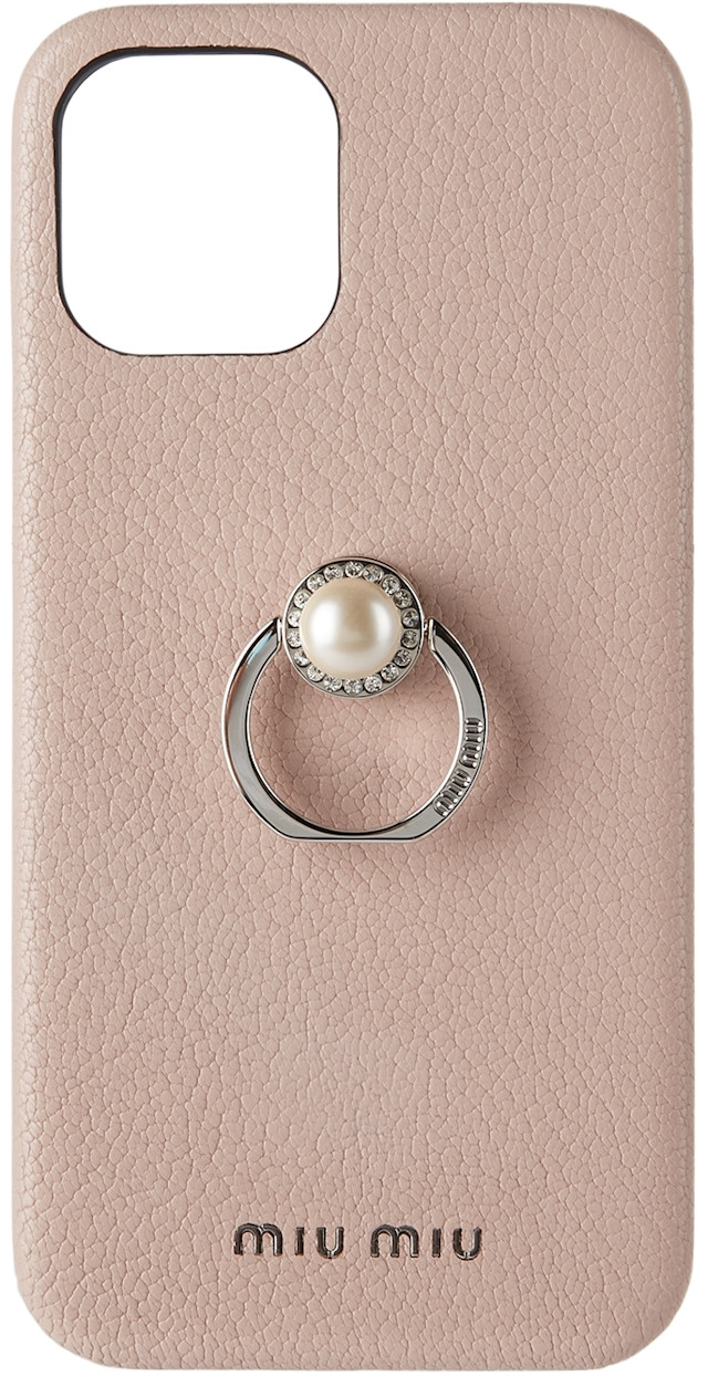 Miu Miu: Pink Madras Pearl IPhone 12 Pro Max Case | SSENSE Canada