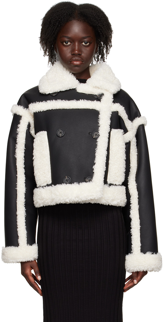 Stand Studio: Black Kristy Faux-Leather Jacket | SSENSE