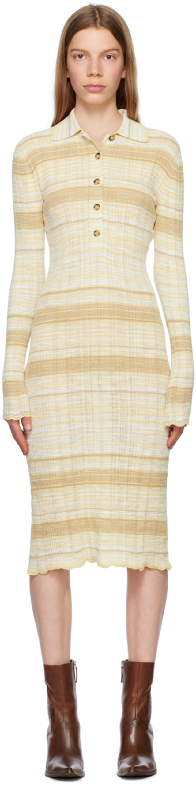 Acne Studios: SSENSE Exclusive Beige Midi Dress | SSENSE