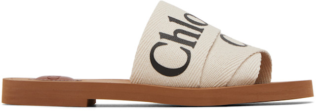 Chloé: White Woody Flat Mules | SSENSE Canada