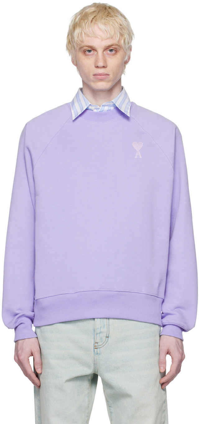 AMI Paris: SSENSE Exclusive Purple Ami de Cœur Sweatshirt | SSENSE