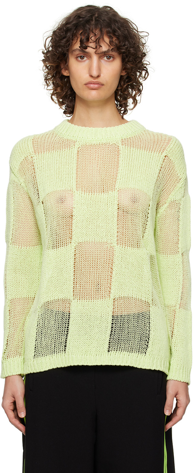 OPEN YY: Green Check Sweater | SSENSE