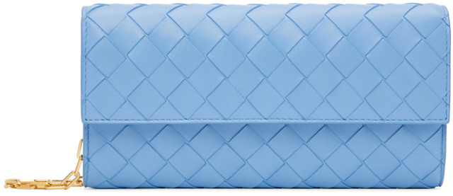 Bottega Veneta: Blue Chain Wallet | SSENSE Canada