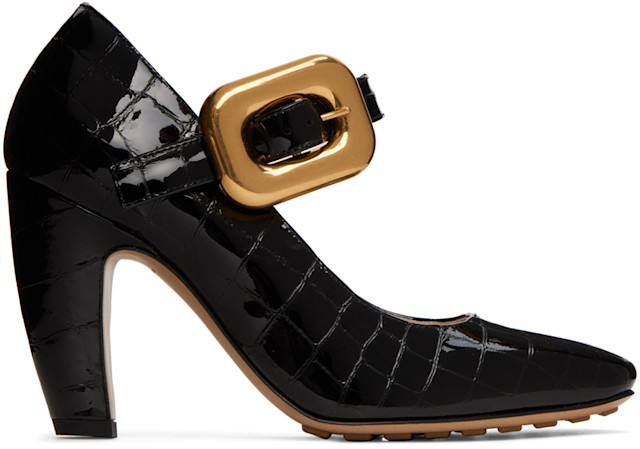 Bottega Veneta: Black Mostra Mary-Jane Heels | SSENSE