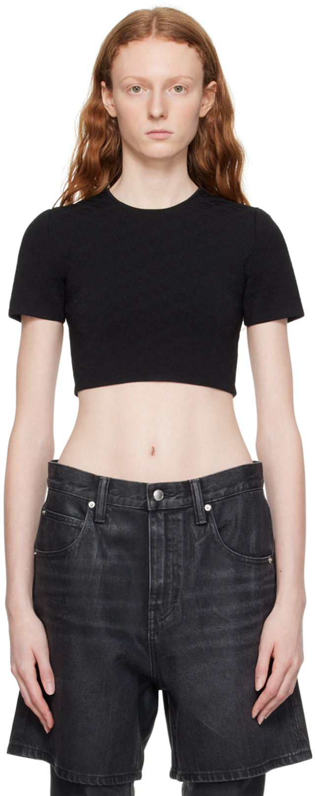 alexanderwang.t: Black Cropped T-Shirt | SSENSE
