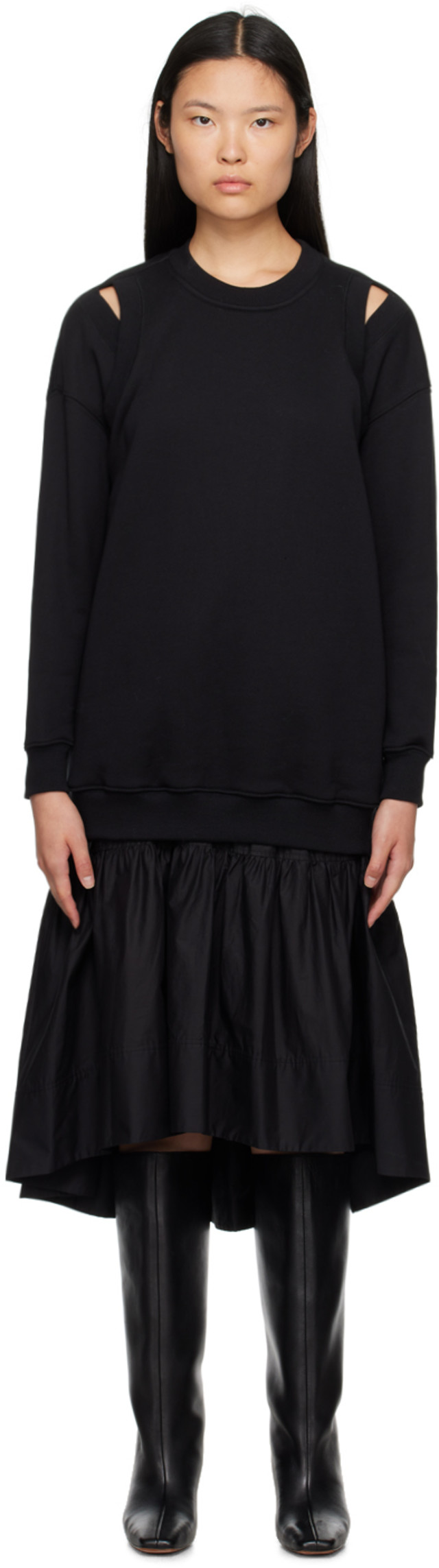 3.1 Phillip Lim: ブラック レイヤード ミディアムワンピース | SSENSE