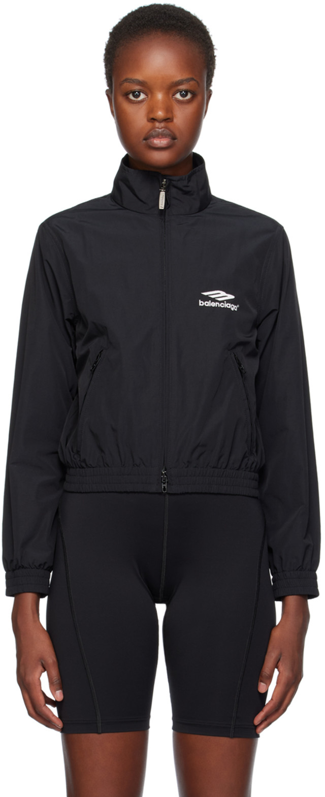 Balenciaga 3B Sports Icon ナイロンジャケット Balenciaga: Black 3B Sports Icon Jacket | SSENSE