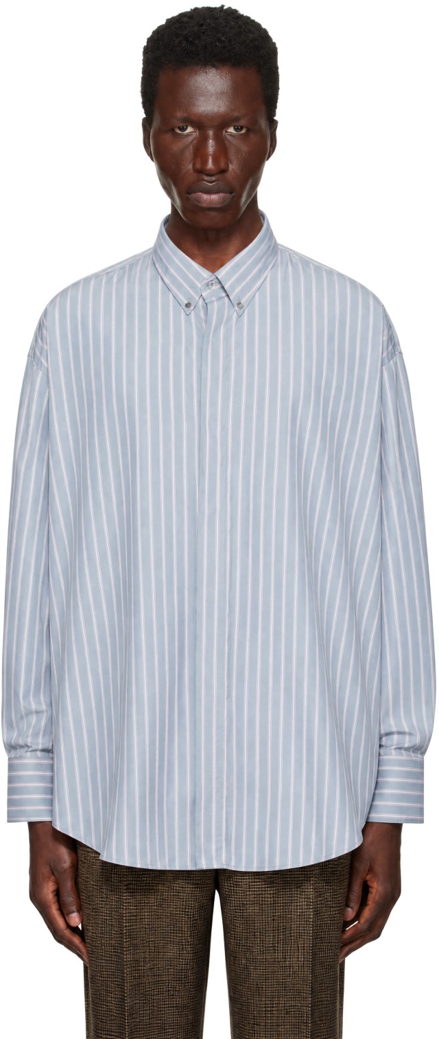 AMI Paris: Gray & Pink H1-Oversize Shirt | SSENSE