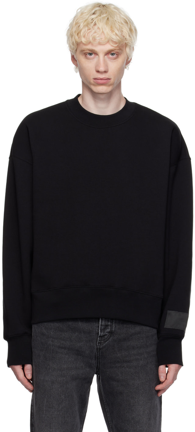 AMI Paris: ブラック クルーネック スウェットシャツ | SSENSE 日本