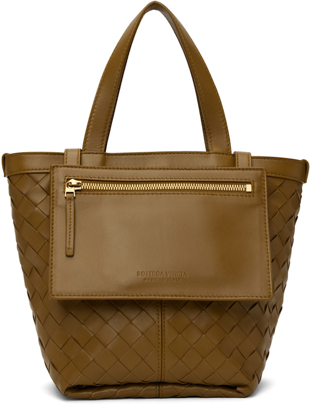 Bottega Veneta: ブラウン スモール Flip Flap トートバッグ | SSENSE 日本