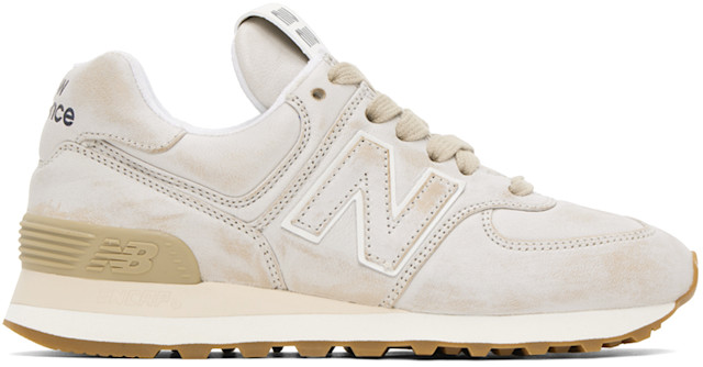 Miu Miu × New Balance スニーカー ベージュ Miu Miu: Beige New Balance Edition 574 Sneakers | SSENSE Canada