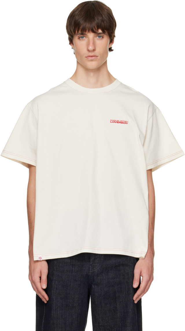 Charles Jeffrey LOVERBOY: オフホワイト ロゴプリント Tシャツ