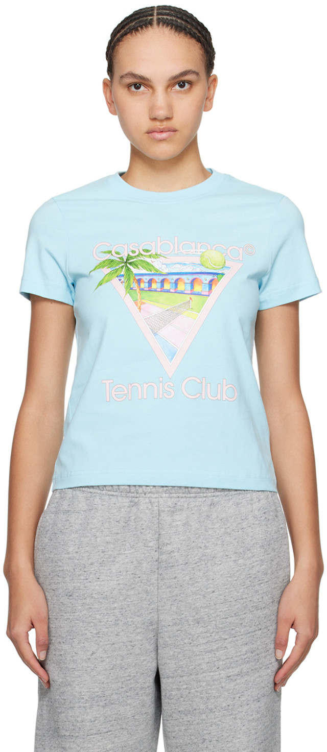 Casablanca Blue Tennis Club Icon T Shirt SSENSE