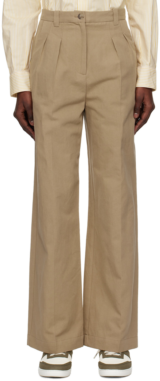 A.P.C.: Beige Tressie Trousers | SSENSE