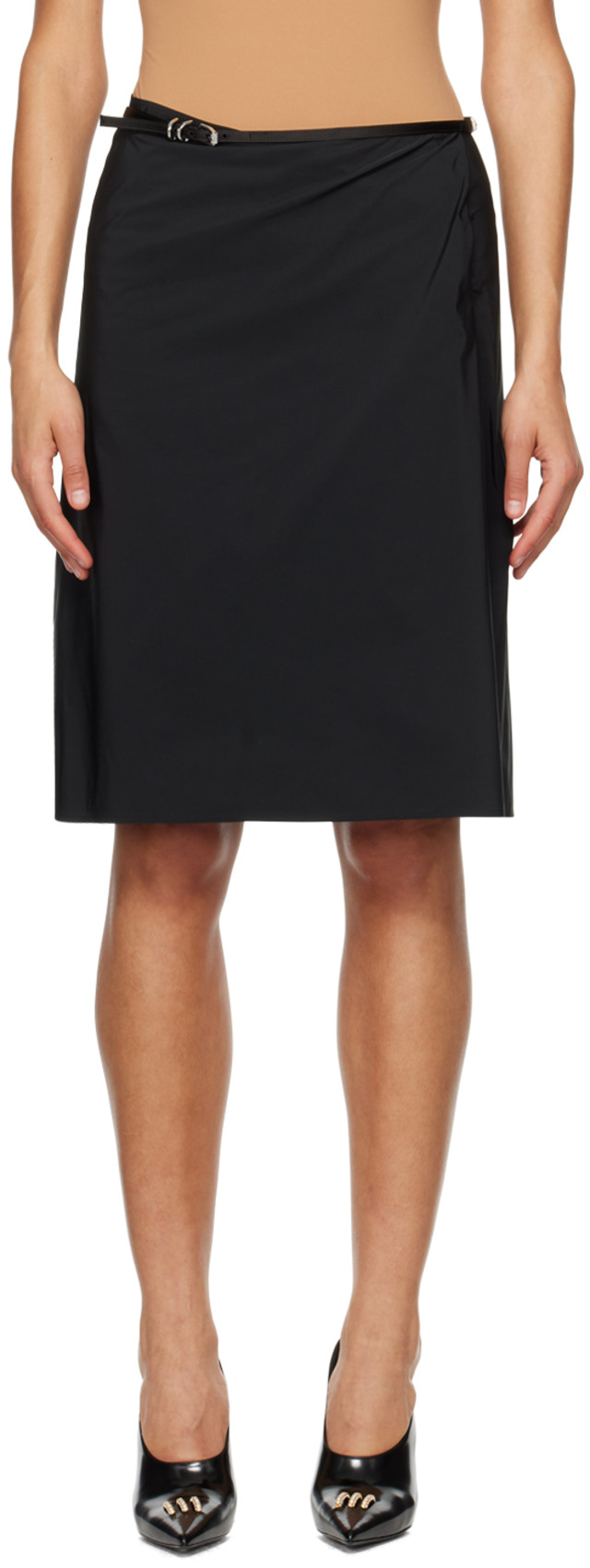 Givenchy: Black Voyou Belt Midi Skirt | SSENSE