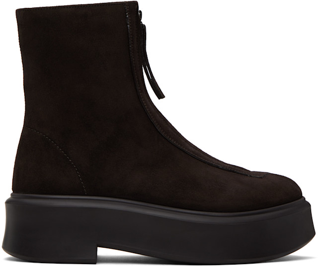 The Row: Brown Zipped I Boots | SSENSE