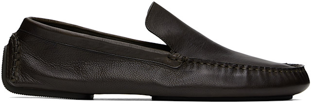 週末セール❣️THE ROW フラット Lucca leather モカシン The Row: Brown Lucca Loafers | SSENSE