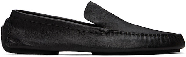 The Row: Black Lucca Slip-On Loafers | SSENSE