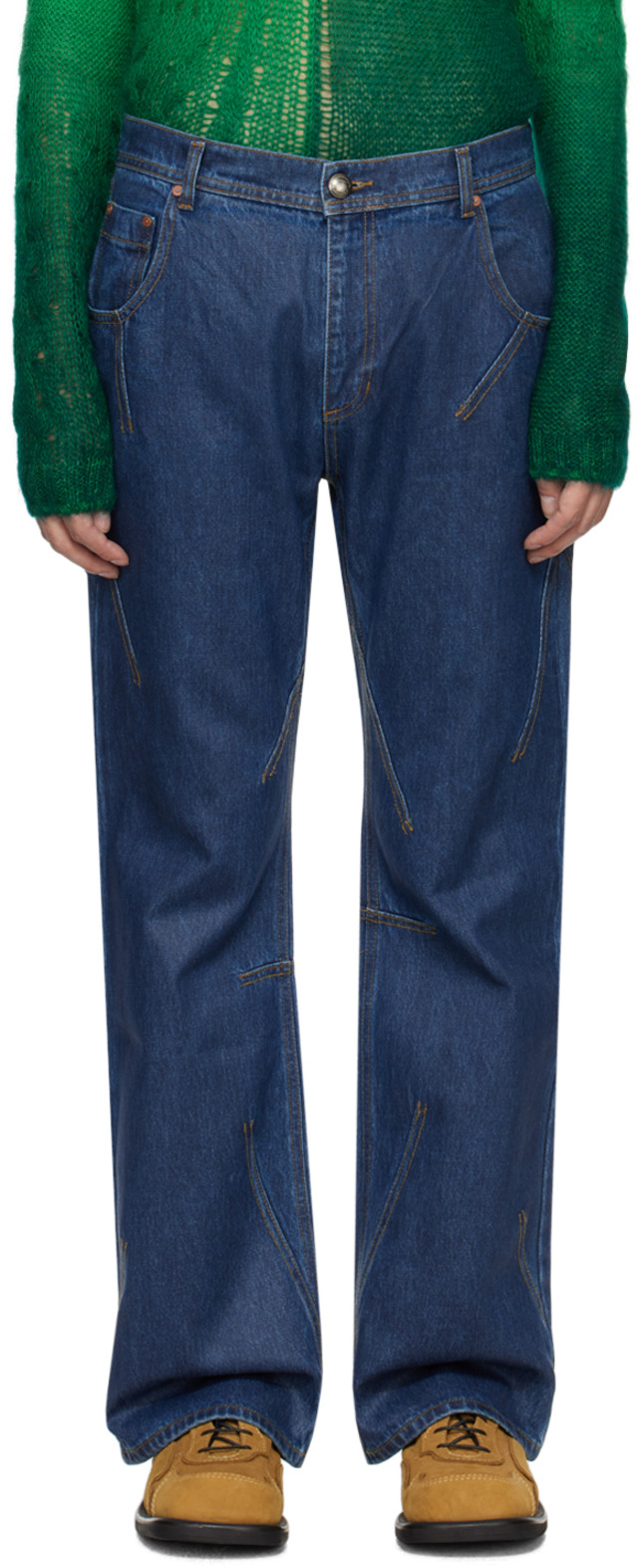 定価40700円　Andersson Bell ワイド　ルーズ　裾ジップデニム Andersson Bell: Blue Tripot Jeans | SSENSE