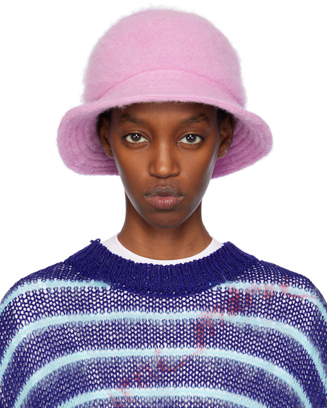 MARNI カチューシャ Marni: SSENSE Exclusive Pink Furry Bucket Hat | SSENSE