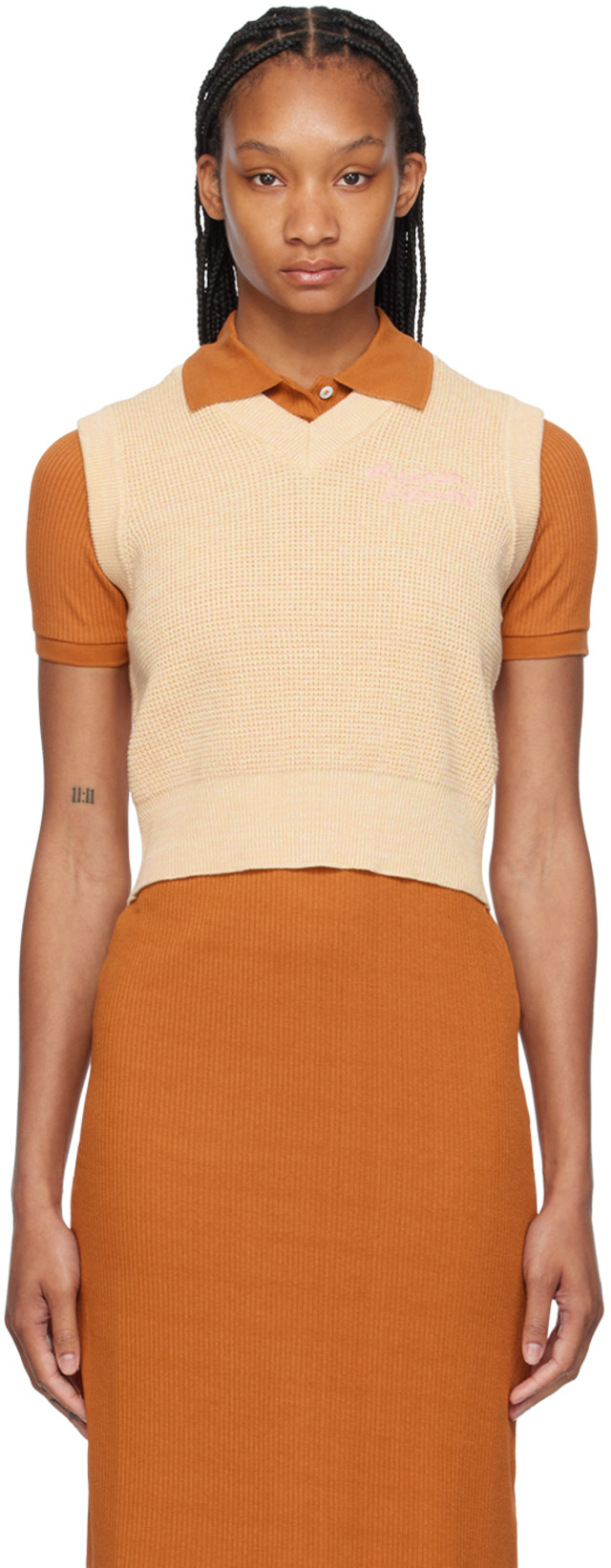 Maison Kitsuné: Yellow Handwriting Vest | SSENSE