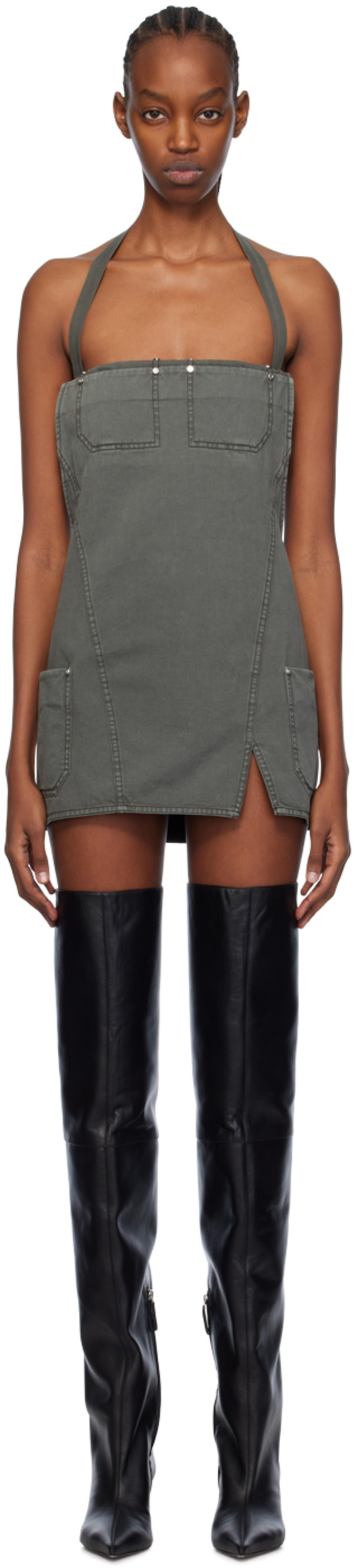 Dion Lee: Gray Apron Minidress | SSENSE