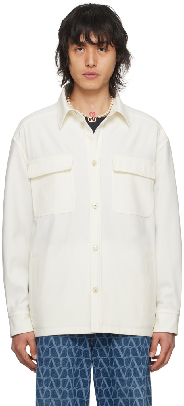 VALENTINO プルオーバーシャツ 38 Valentino: Off-White Spread Collar Shirt | SSENSE