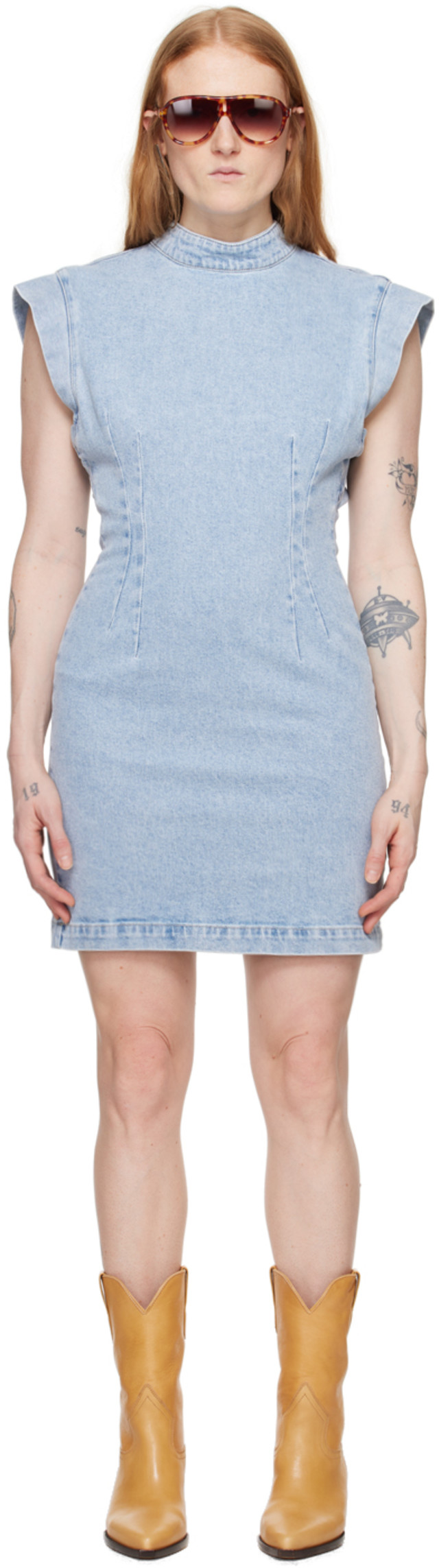isabel marant denim dress Isabel Marant Etoile Oriane Denim Mini Dress Blue Size 36 Short Sleeve Shift NEW