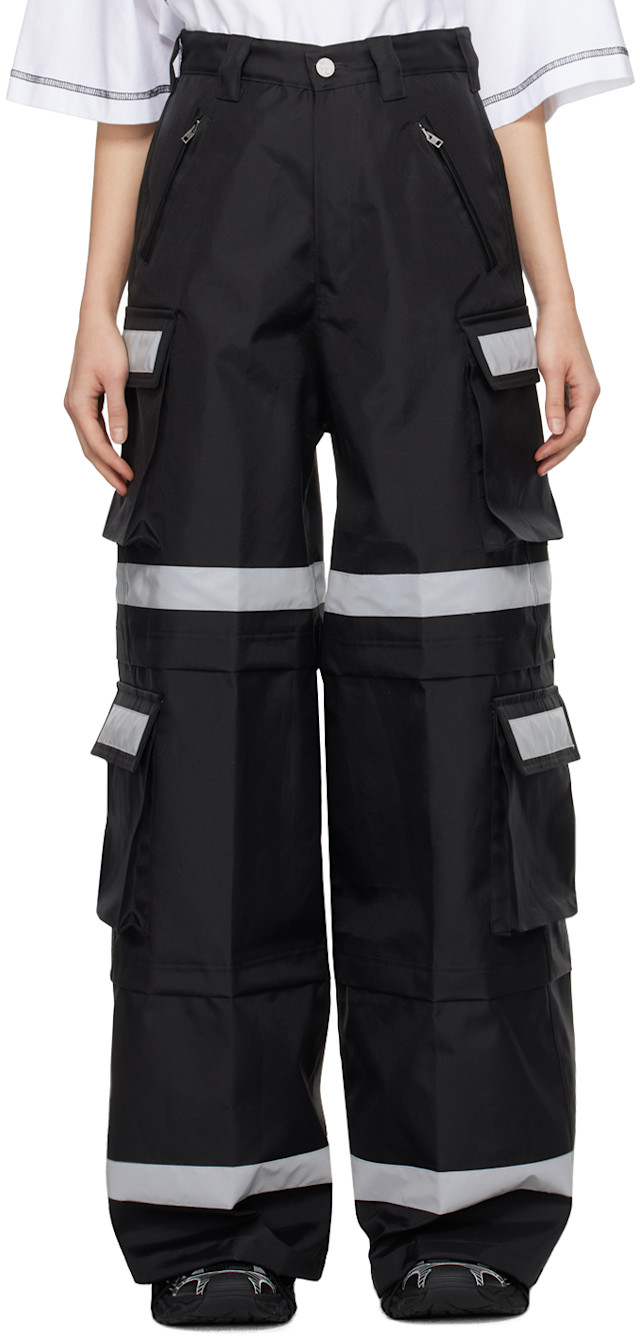 VTMNTS Vetement カーゴパンツ VETEMENTS: ブラック リフレクター カーゴパンツ | SSENSE 日本