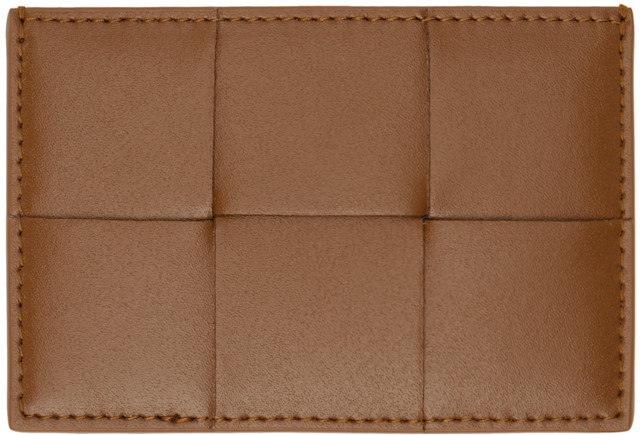 Bottega Veneta: Brown Cassette Credit Card Holder | SSENSE