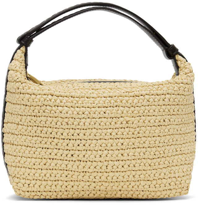 Bottega Veneta: ベージュ ラフィア ミニ Wallace バッグ | SSENSE 日本