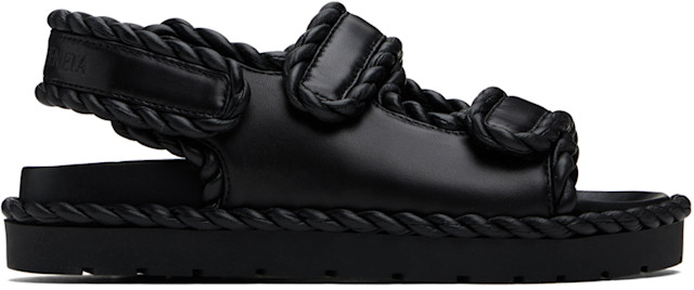 Bottega Veneta: ブラック Jack フラットサンダル | SSENSE 日本