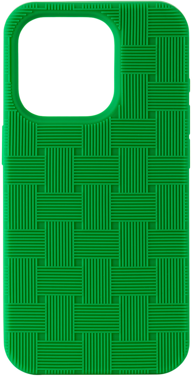 Bottega Veneta: グリーン Intreccio iPhone 15 Pro ケース | SSENSE 日本