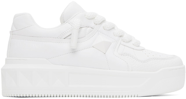 Valentino Garavani: White One Stud XL Nappa Leather Sneakers | SSENSE