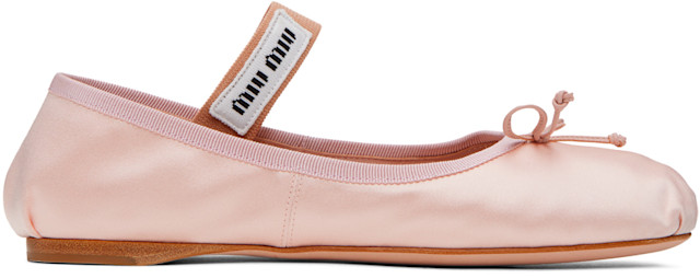 Miu Miu: Pink Bow Ballerina Flats | SSENSE Canada