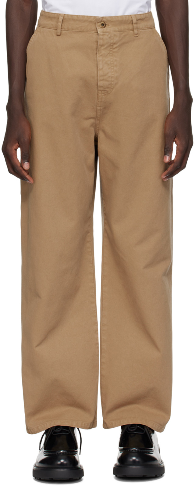 Miu Miu: Brown Garment-Dyed Trousers | SSENSE Canada