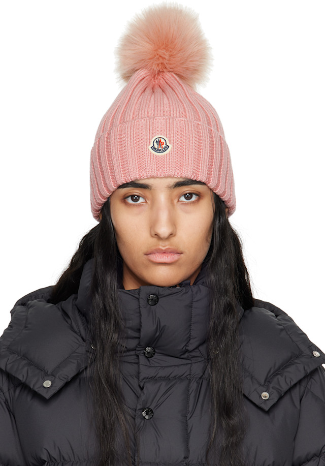 Moncler: Pink Pom Pom Beanie | SSENSE