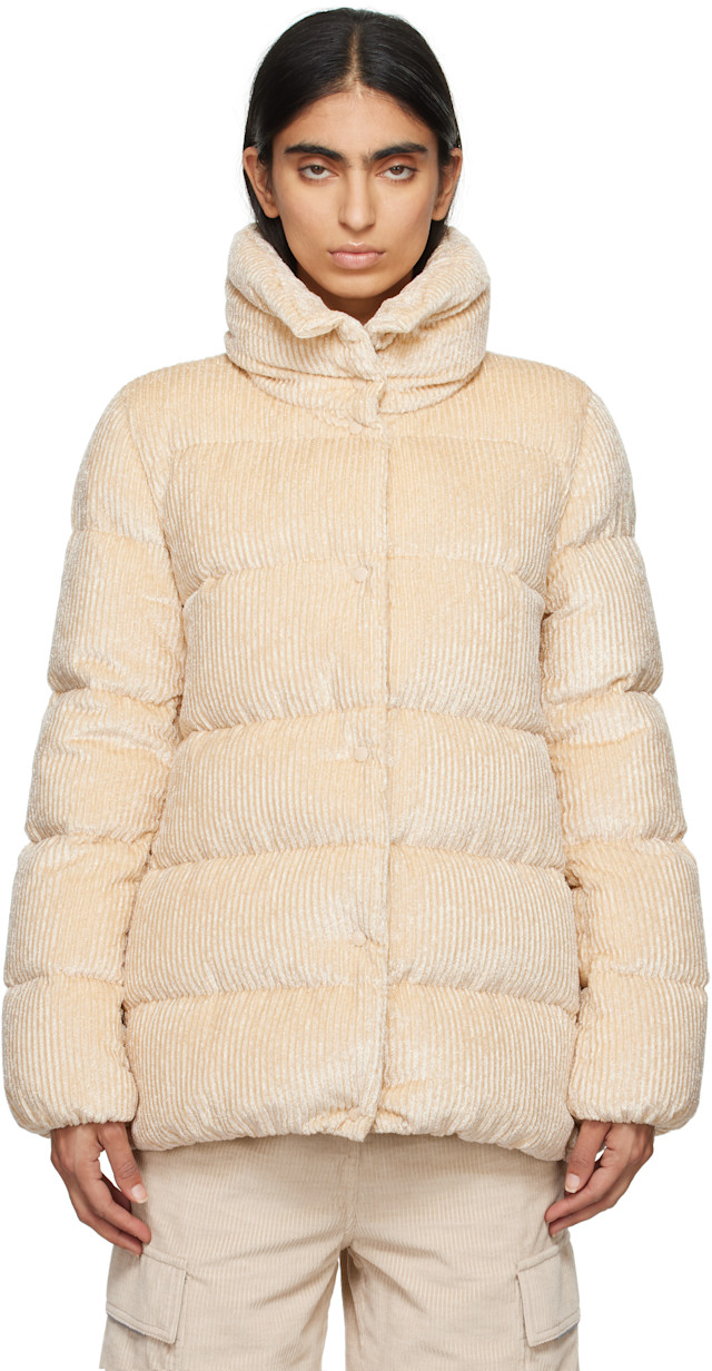 Moncler: Yellow Cochevisse Corduroy Short Down Jacket | SSENSE